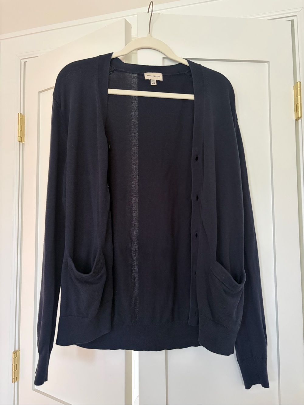 Club Monaco Navy Lightweight Button Long Sleeve Cardigan| 100% cotton | size M